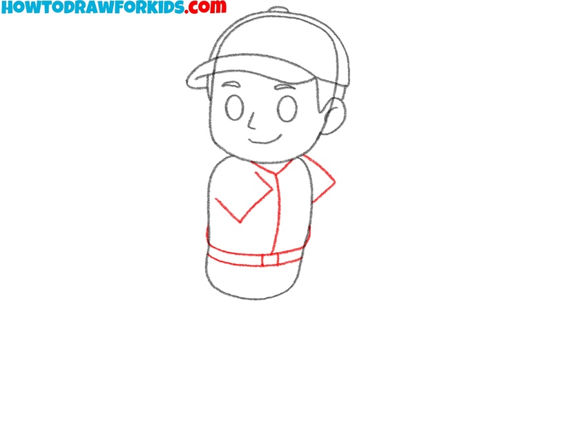 Sketch the upper uniform of the athlete