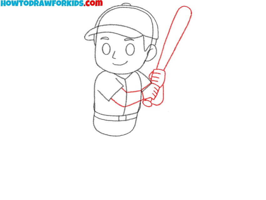 Shape the arms and baseball bat
