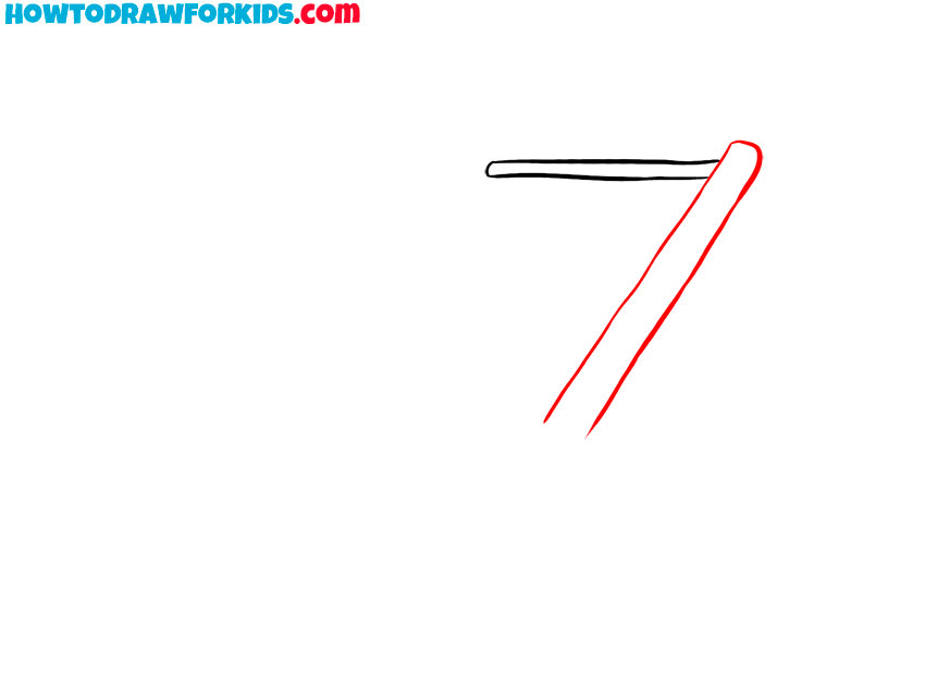 Sketch the first angled support beam