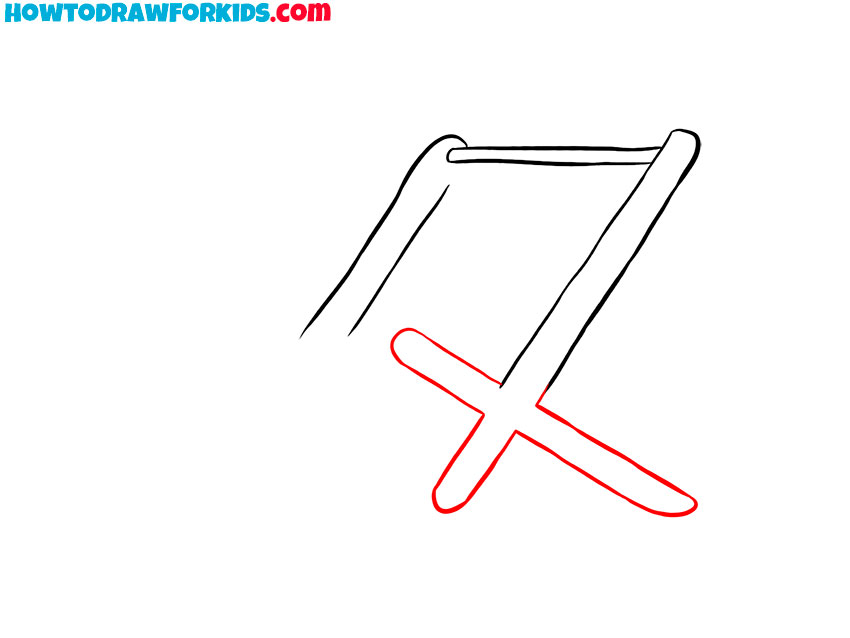 Draw the first legs of the beach chair