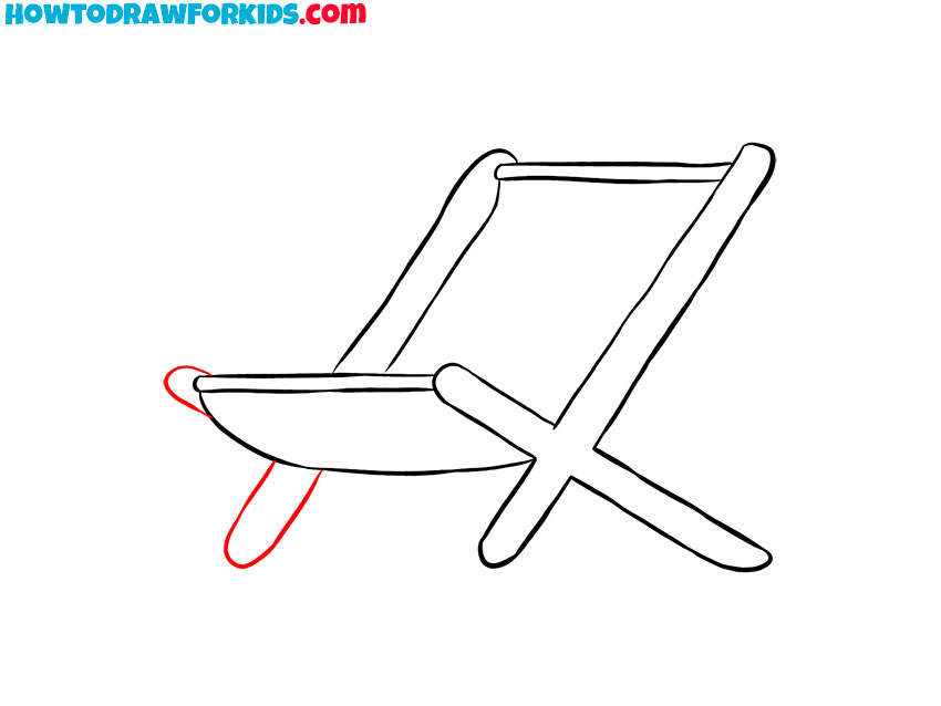 Draw the short front leg of the beach chair