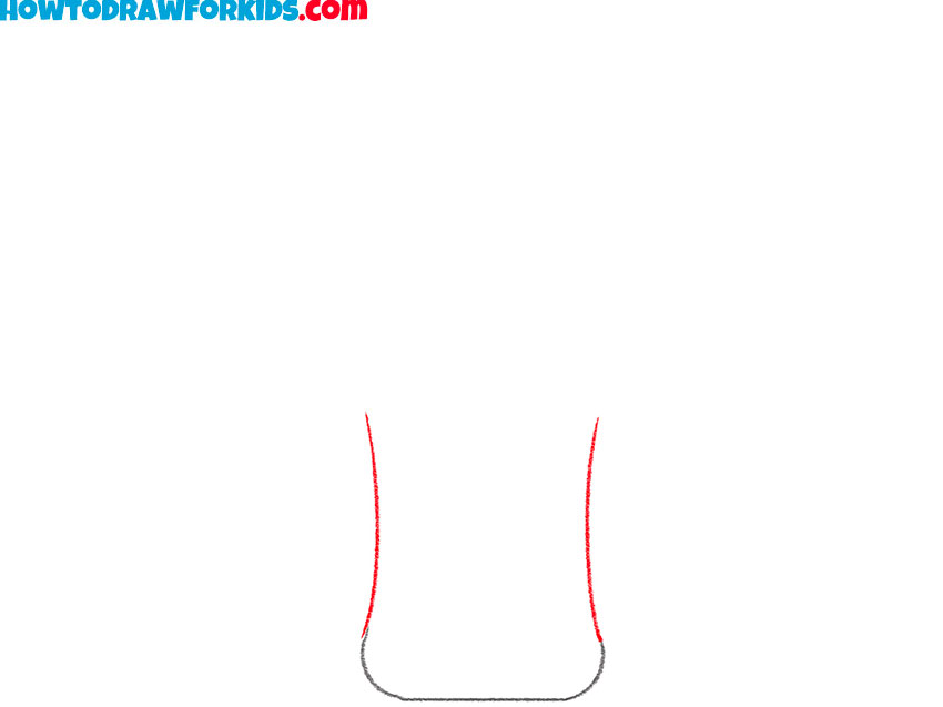 Draw the waist of the soda bottle