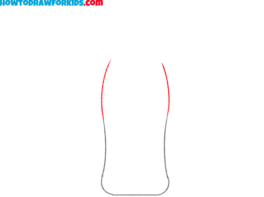 Sketch the middle part of the bottle