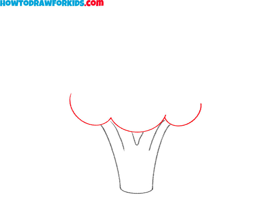 Draw the bottom edge of the broccoli crown