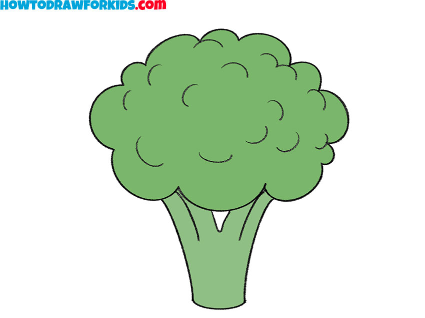 Add green tones to the crown and stalk