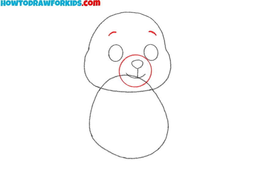 Sketch the snout and eyebrows