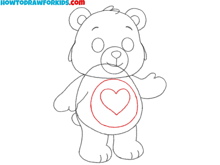 Add the heart emblem on the belly