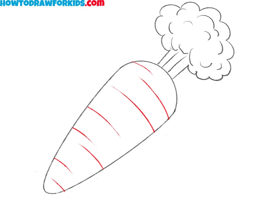 Draw ridges on the carrot body
