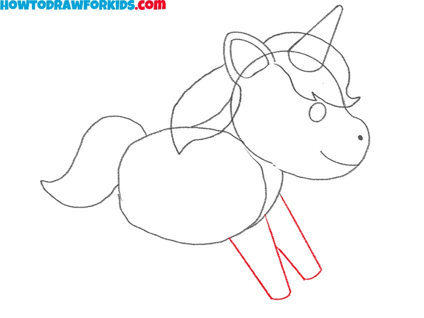 Add the unicorn’s front legs