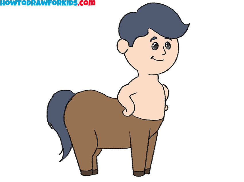 Paint the mythical creature with natural tones