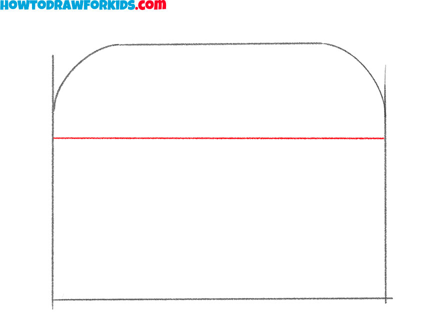 Sketch the dividing line for the lid