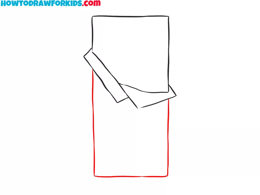 Draw the bottom edge of the chocolate bar