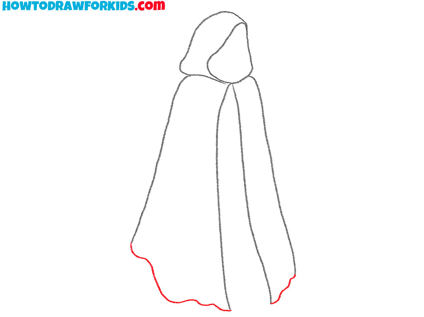 Draw the lower edge of the cloak