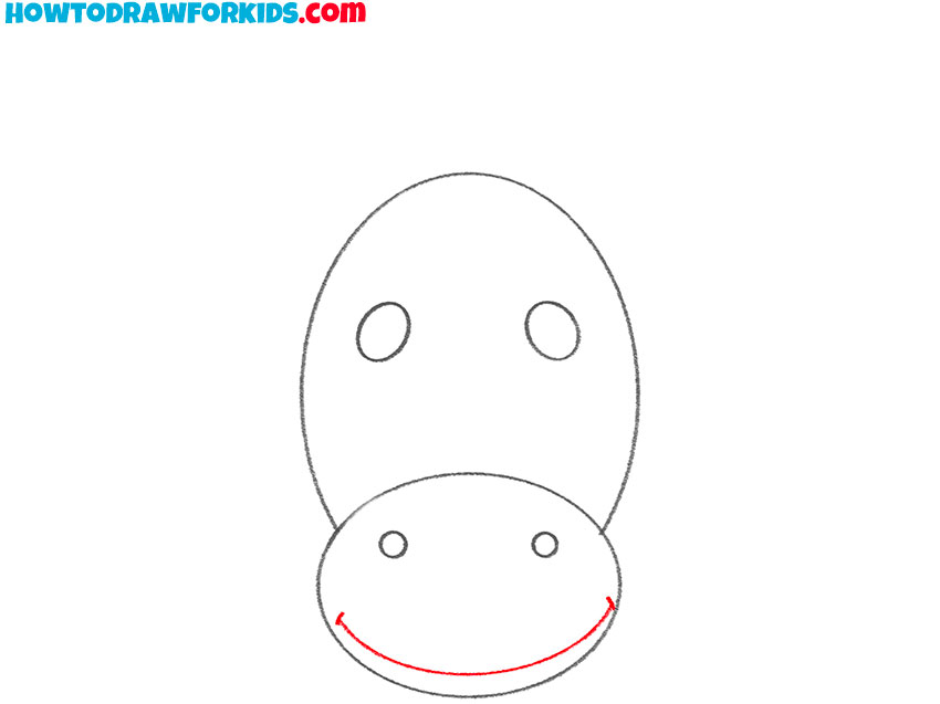 Draw the mouth line on the cow face
