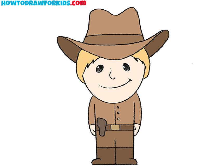 Fill the cowboy drawing with color