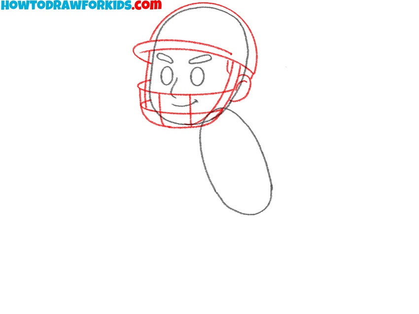 Draw the cricketer’s helmet