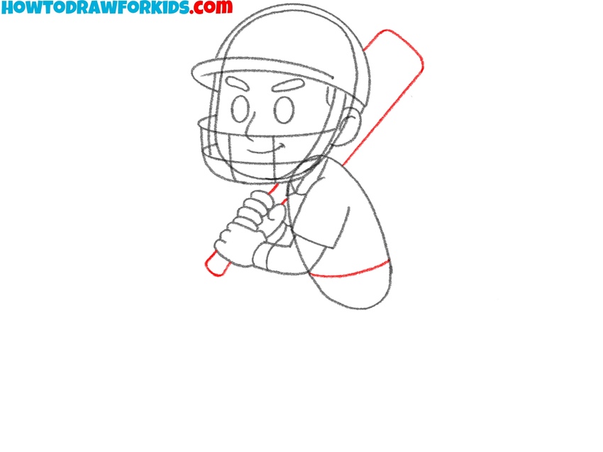 Add the cricket bat outline