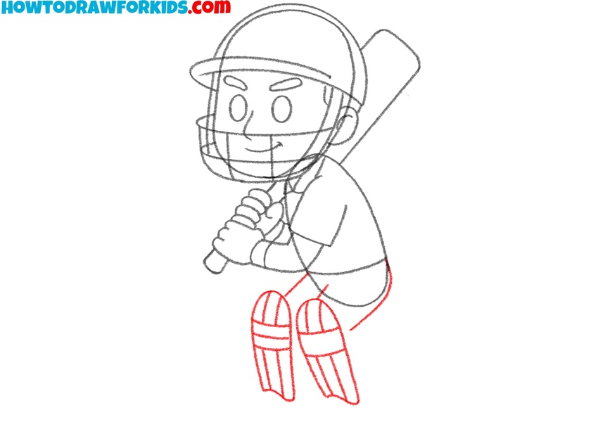 Sketch the legs and protective pads