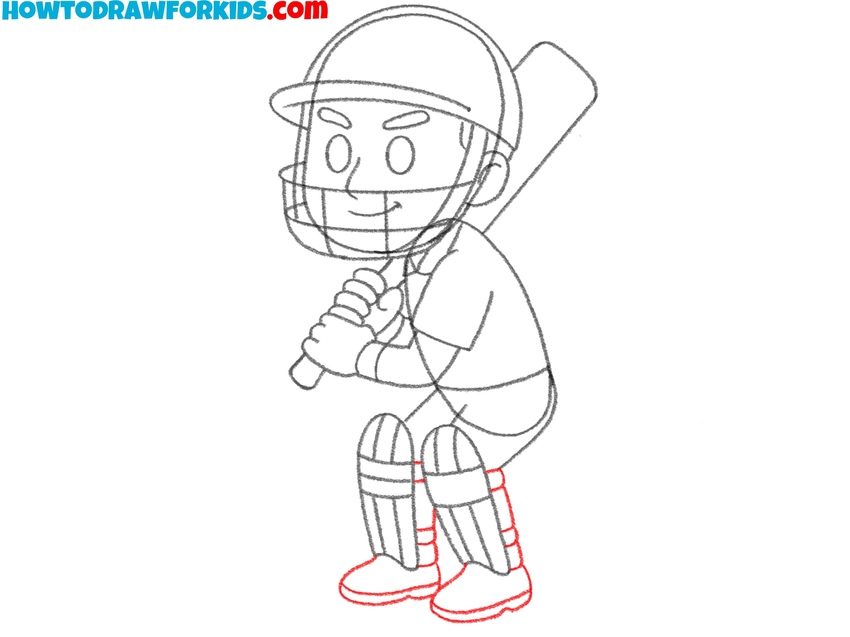 Draw the shoes beneath the pads