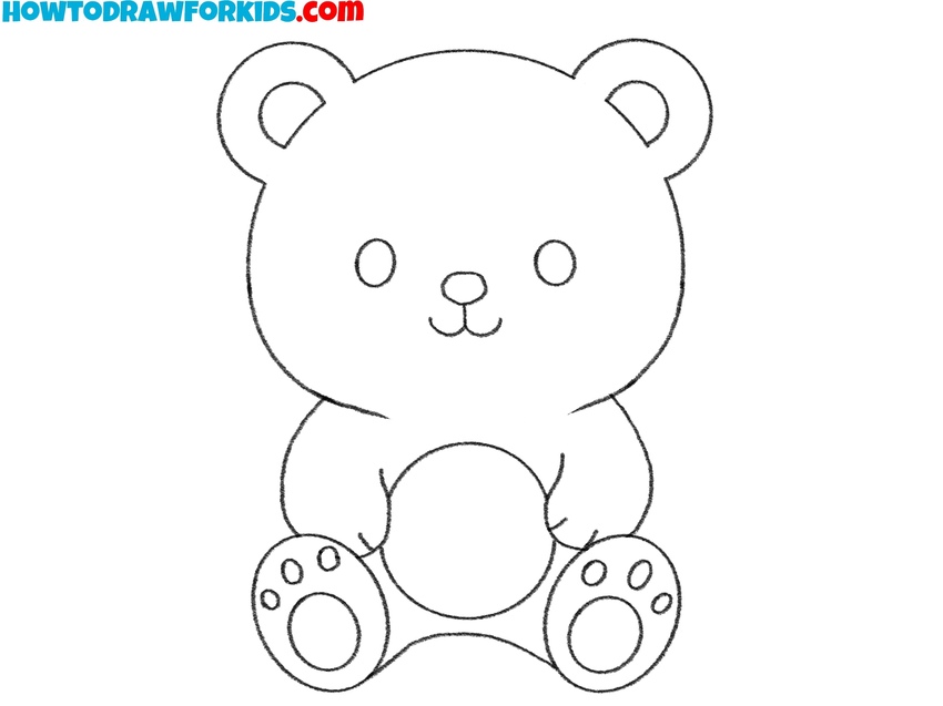 Erase extra lines and finalize the bear shape