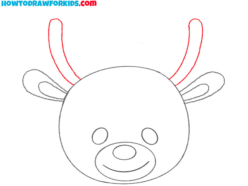 Draw the main beams of the deer antlers