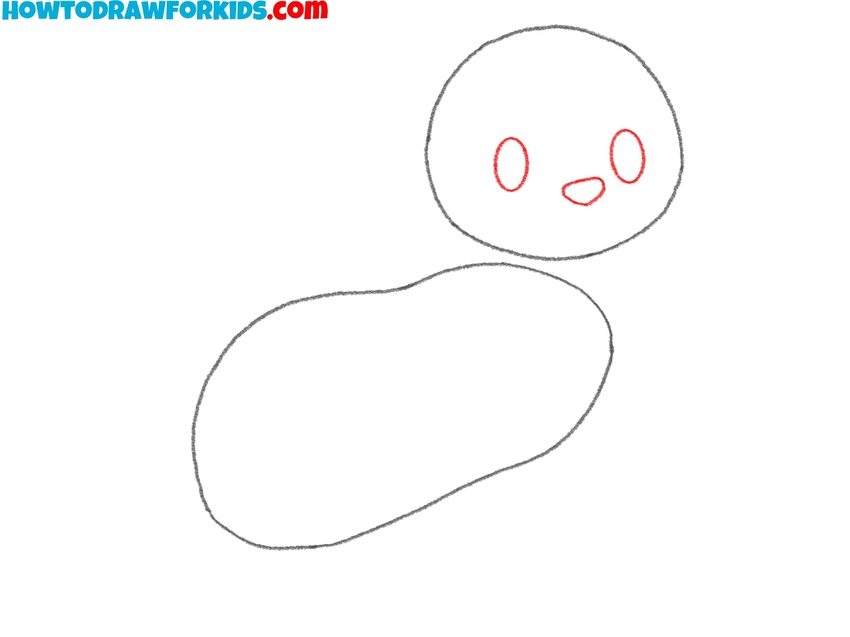 Start drawing the ferret’s facial features