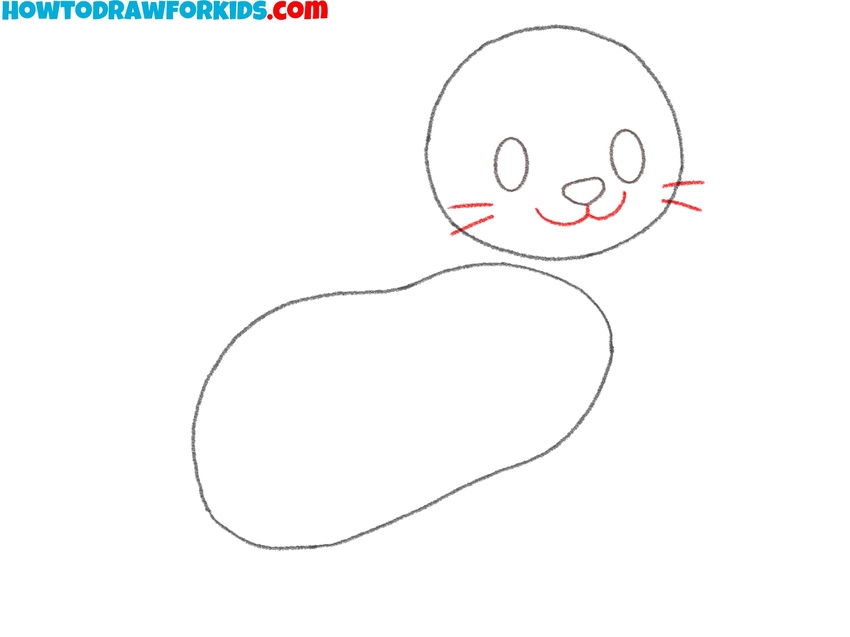 Sketch the mouth lines and whiskers