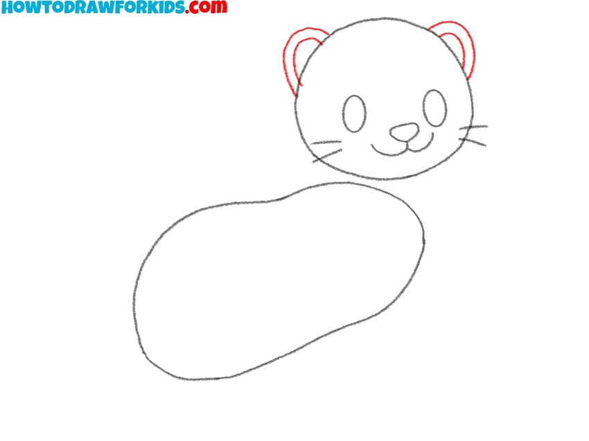 Place rounded ears on the head