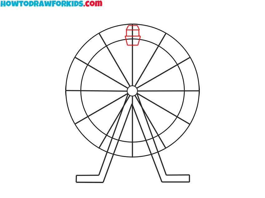 Draw the first cabin of the Ferris wheel
