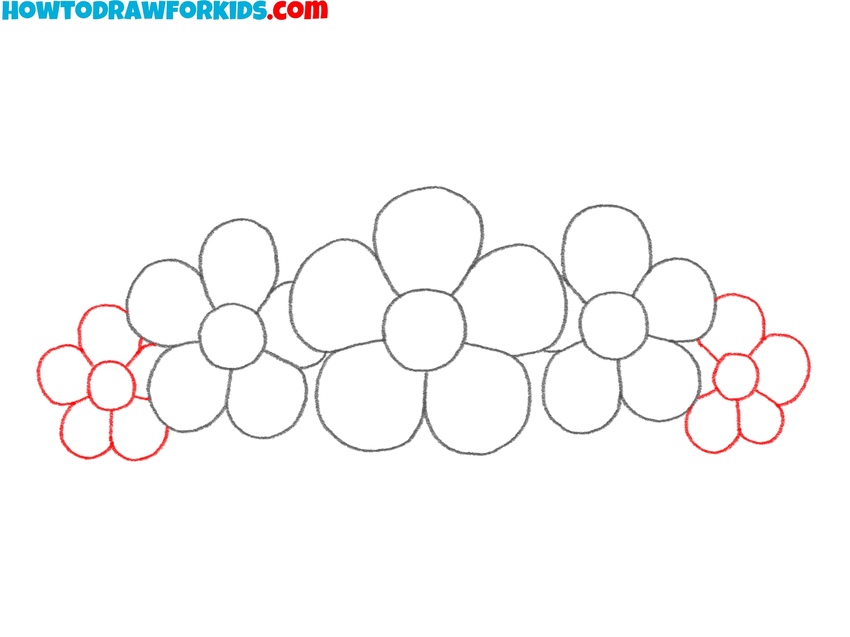 Draw more blossoms at both ends
