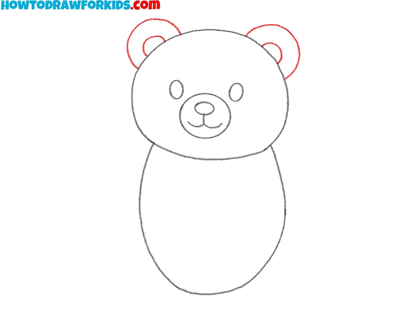 Draw the gummy bear’s ears