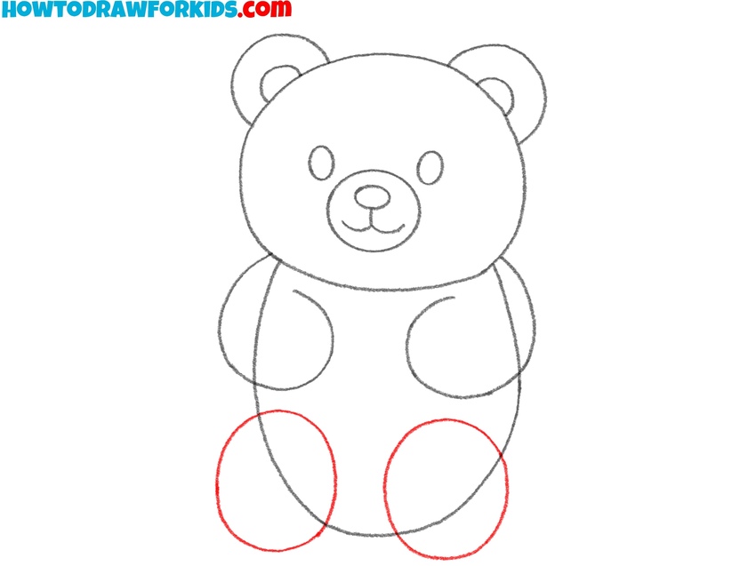 Outline the gummy bear’s paws