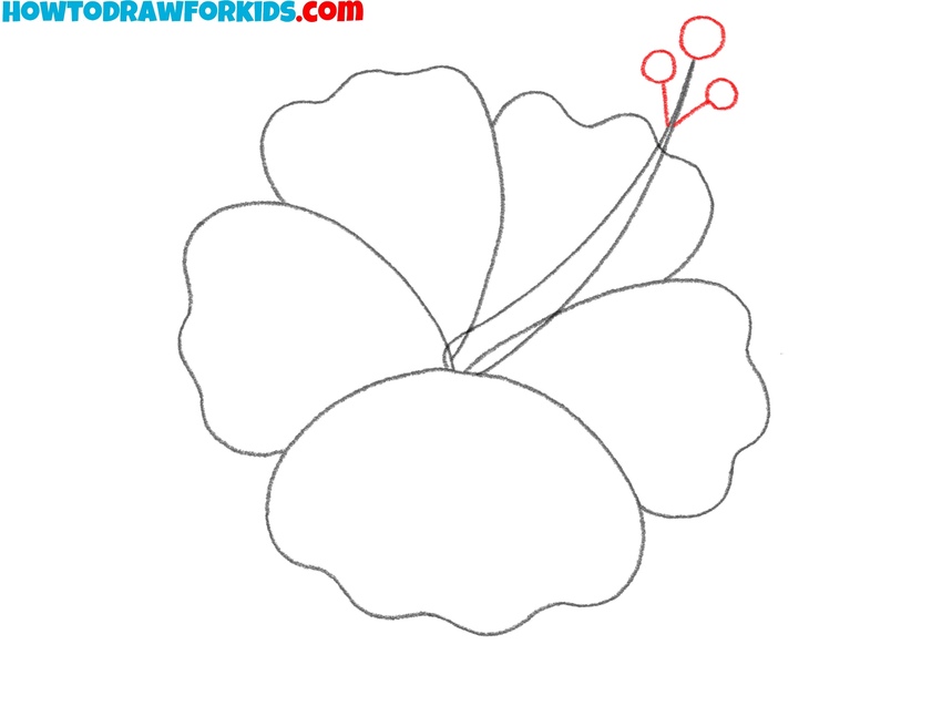 Sketch small circles at the top