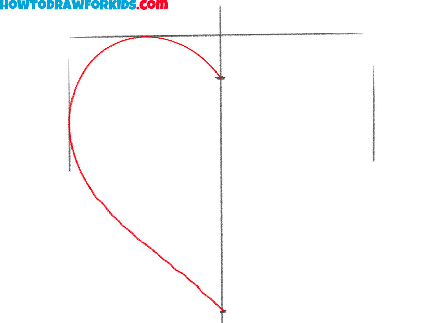 Draw the left half of the heart