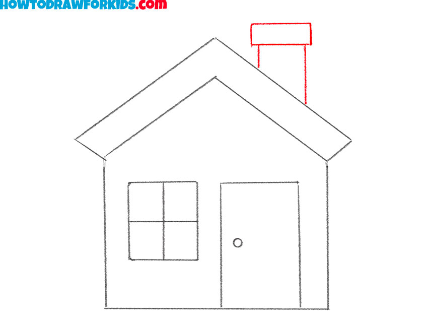 Draw the chimney on the top of the house