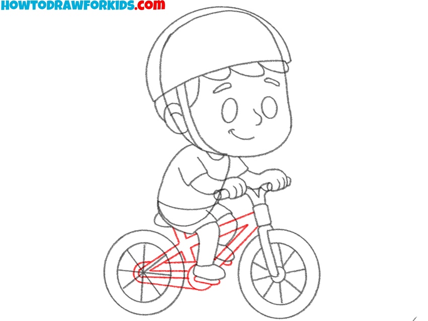 Draw the bike frame and pedals