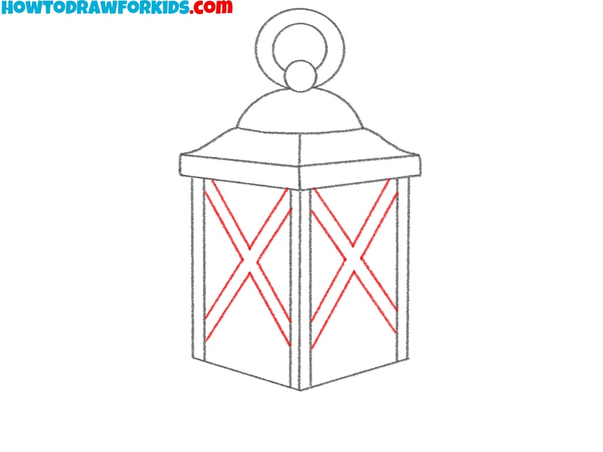 Sketch the crossbars on the panels