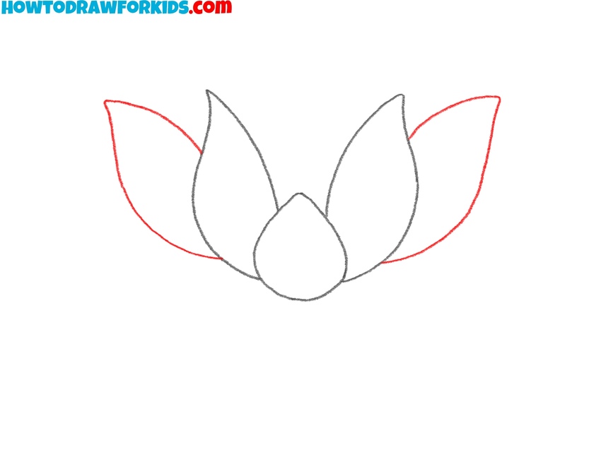 Draw the side petal pair