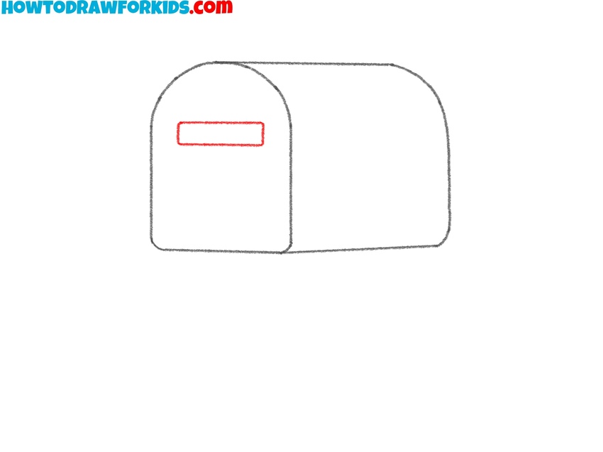 Sketch the mail slot on the front of the box