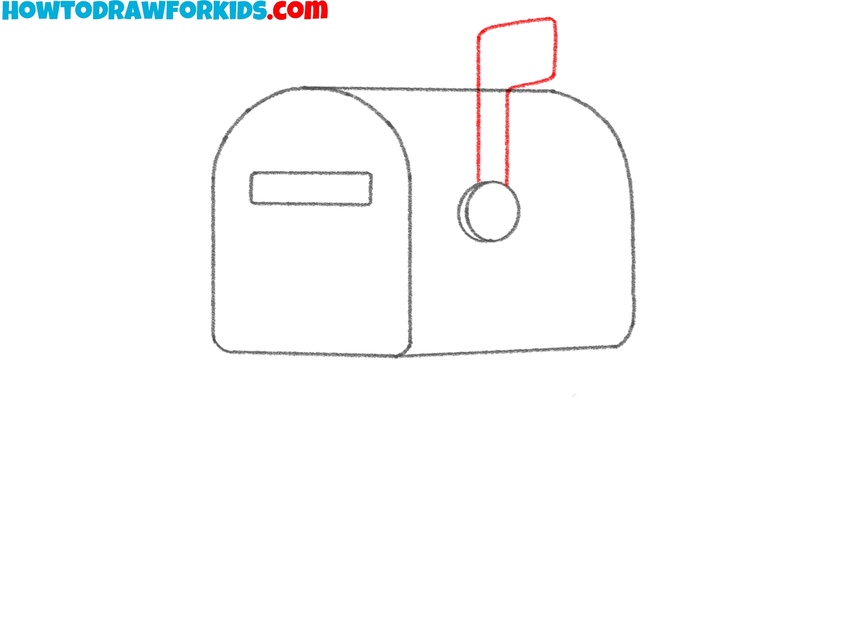 Draw the small flag on top of the mailbox