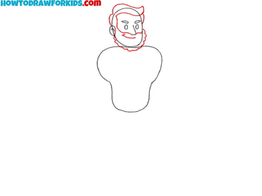 Sketch the hair and beard shapes