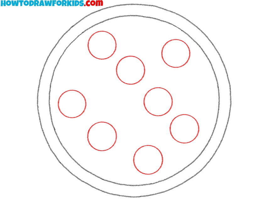 Draw the pepperoni slices