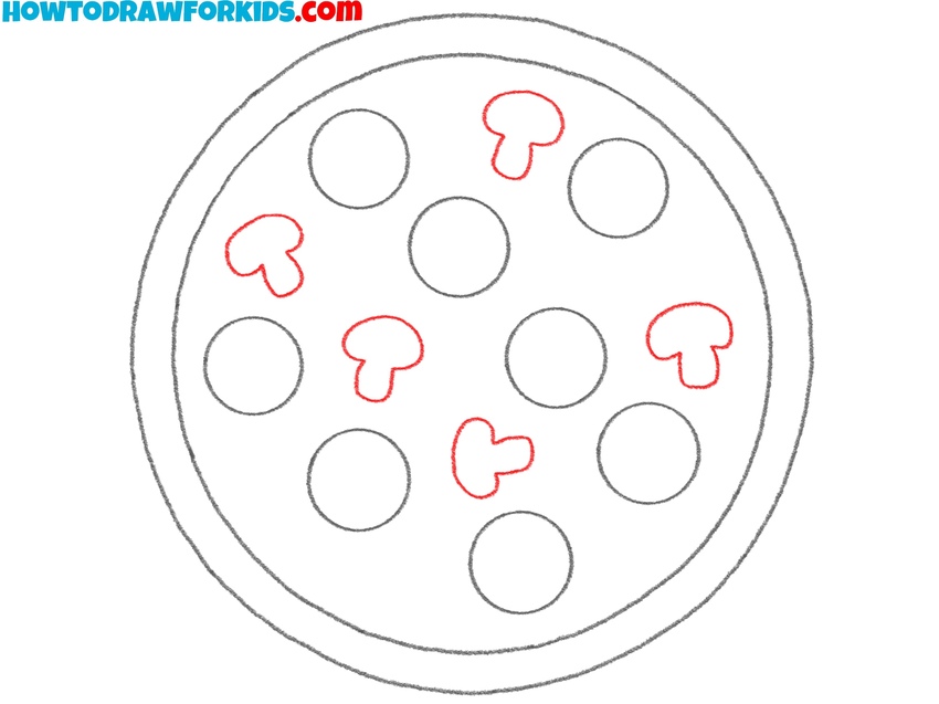 Sketch the mushroom slices