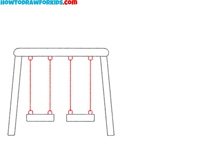 Draw the playground swing ropes