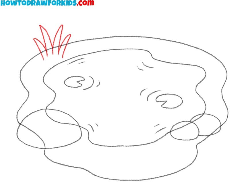 Draw grass near the pond
