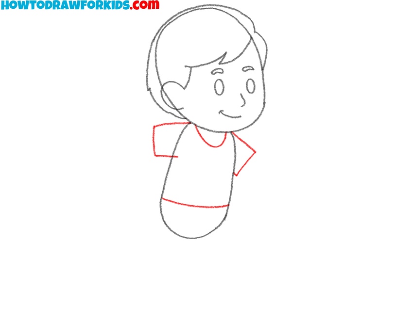 Draw the T-shirt of the running person