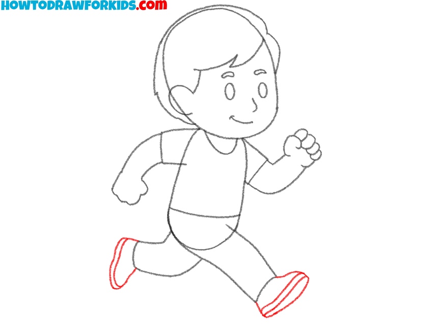 Draw the shoes of the running person