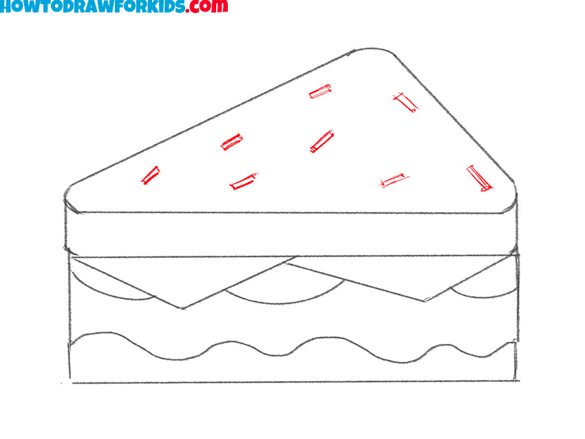 Sketch seeds or crumbs on the bread