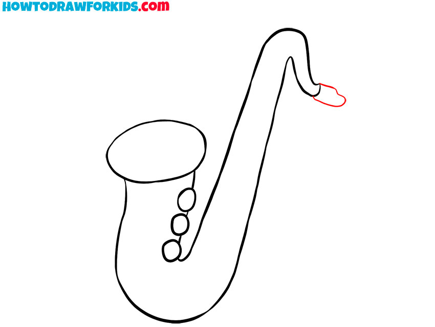 Draw the saxophone mouthpiece
