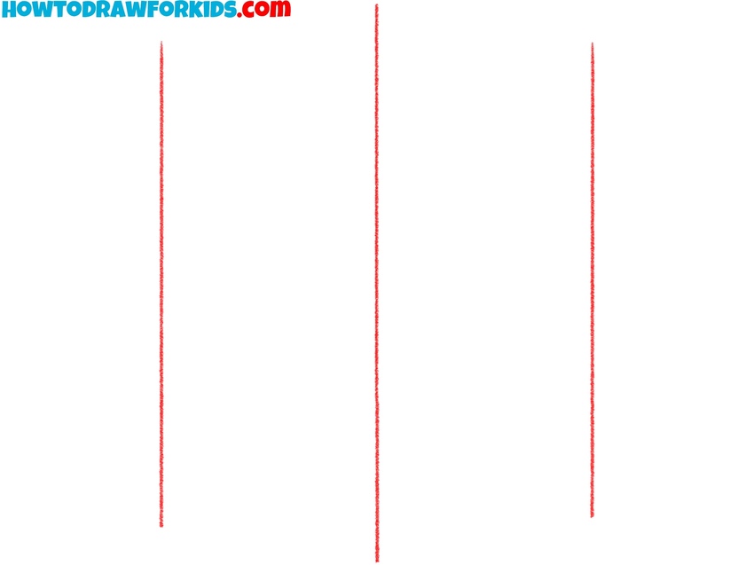 Sketch three vertical guide lines